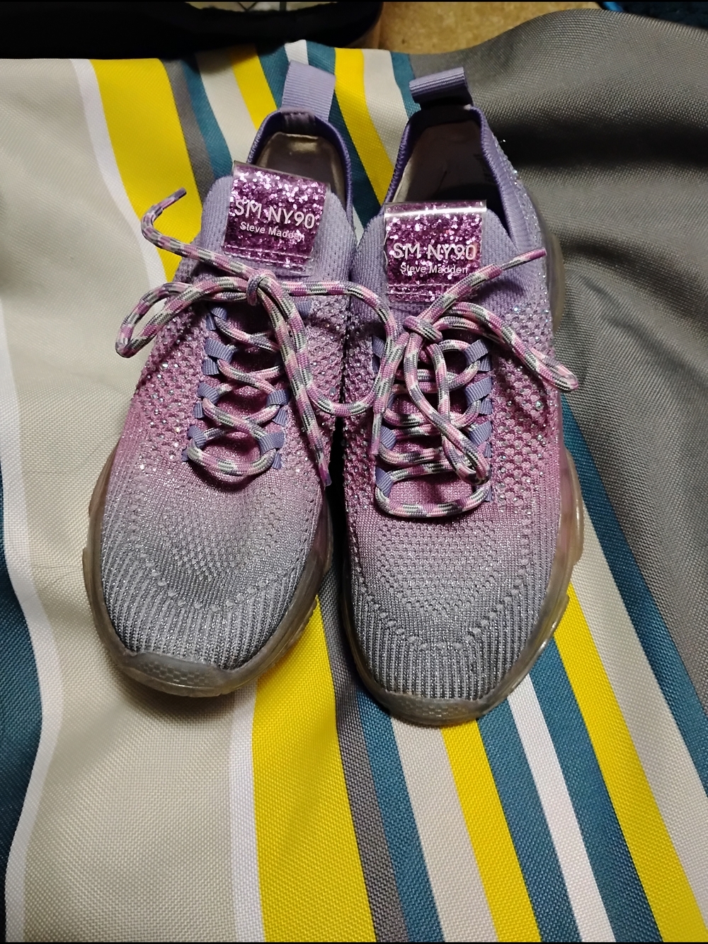 Steve Madden SM-NY90 Gradient Knit Sneakers in Lavender Pink